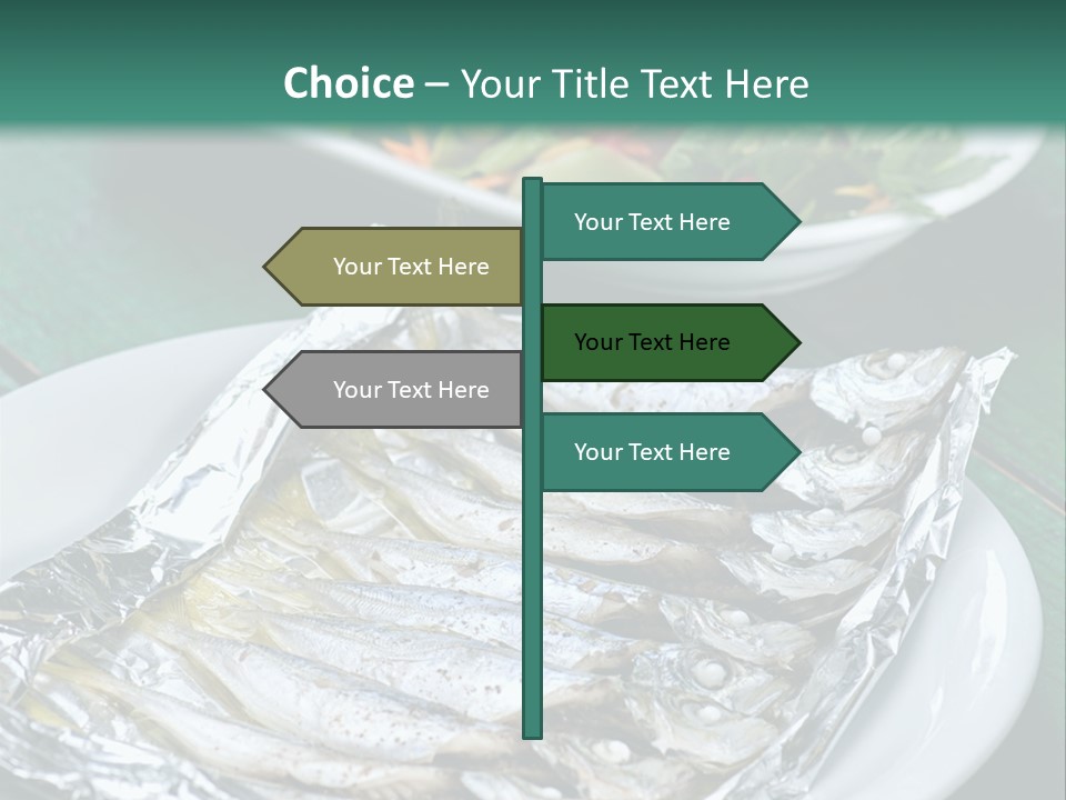 A Plate Of Fish Next To A Bowl Of Salad PowerPoint Template