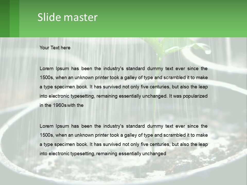 A Plant Sprouting From A Pot With Rain Coming From It PowerPoint Template