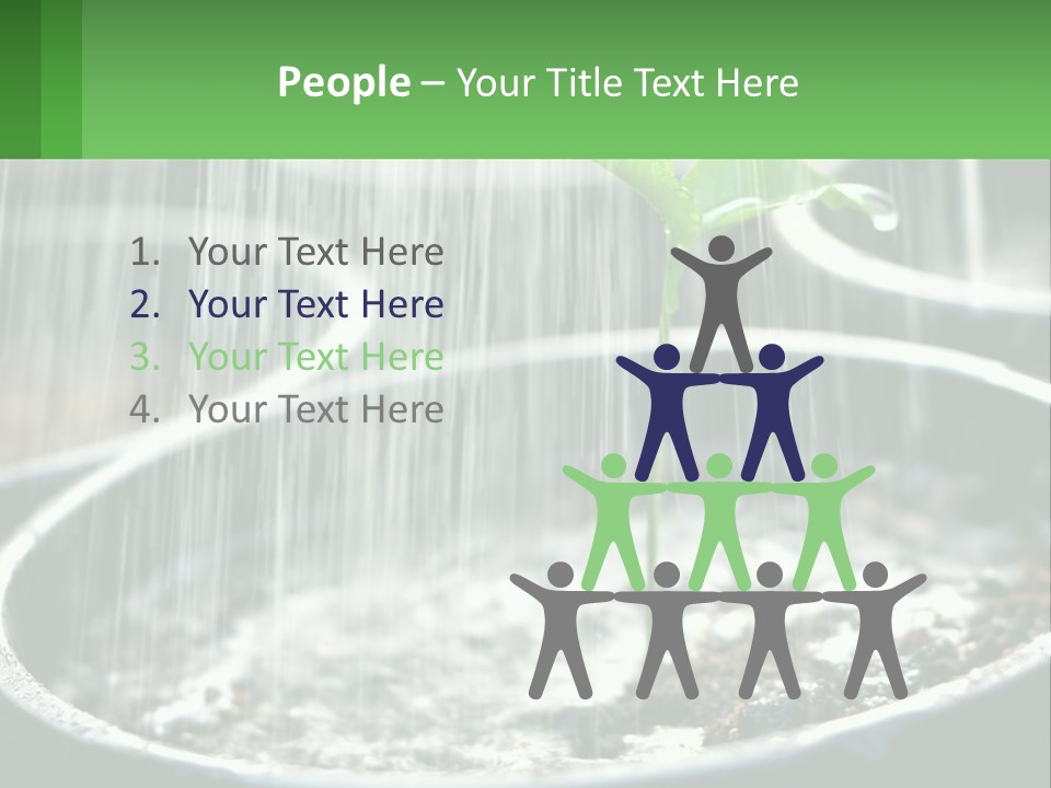 A Plant Sprouting From A Pot With Rain Coming From It PowerPoint Template