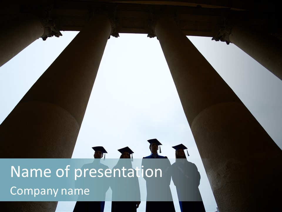 A Group Of People Standing In Front Of Pillars PowerPoint Template