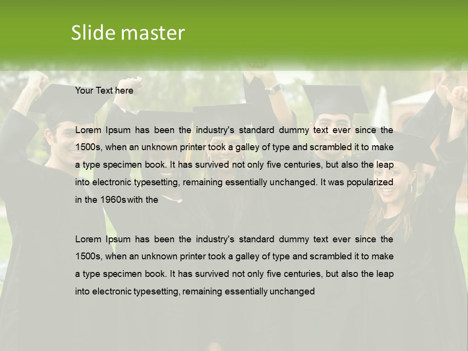 A Group Of People In Graduation Caps And Gowns PowerPoint Template