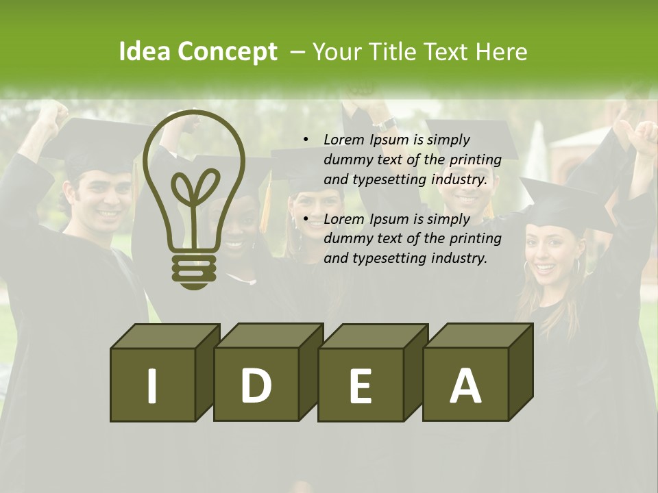 A Group Of People In Graduation Caps And Gowns PowerPoint Template