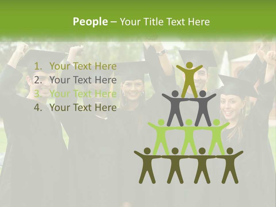 A Group Of People In Graduation Caps And Gowns PowerPoint Template