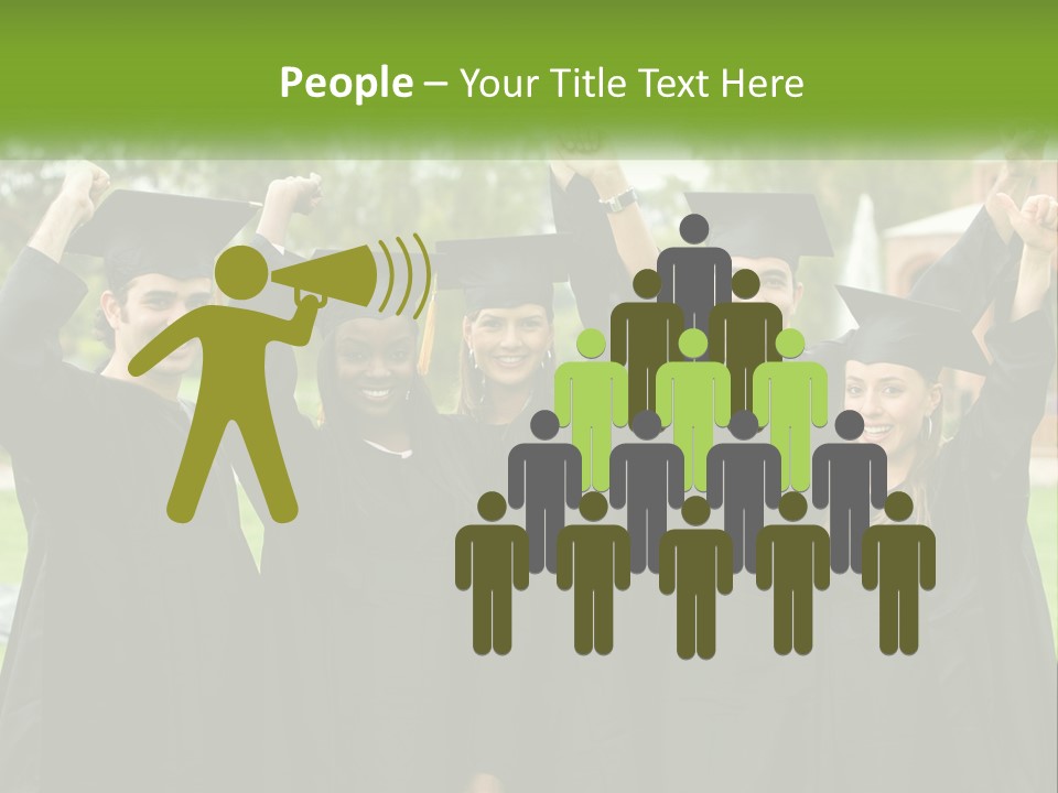 A Group Of People In Graduation Caps And Gowns PowerPoint Template