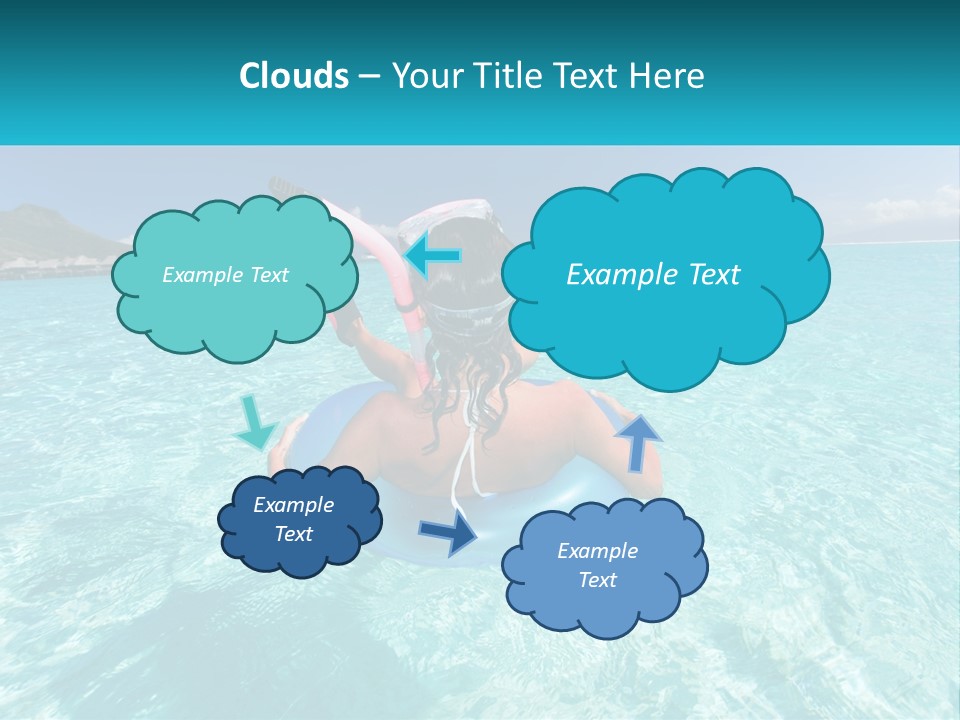 A Woman Is Sitting On An Inflatable In The Ocean PowerPoint Template