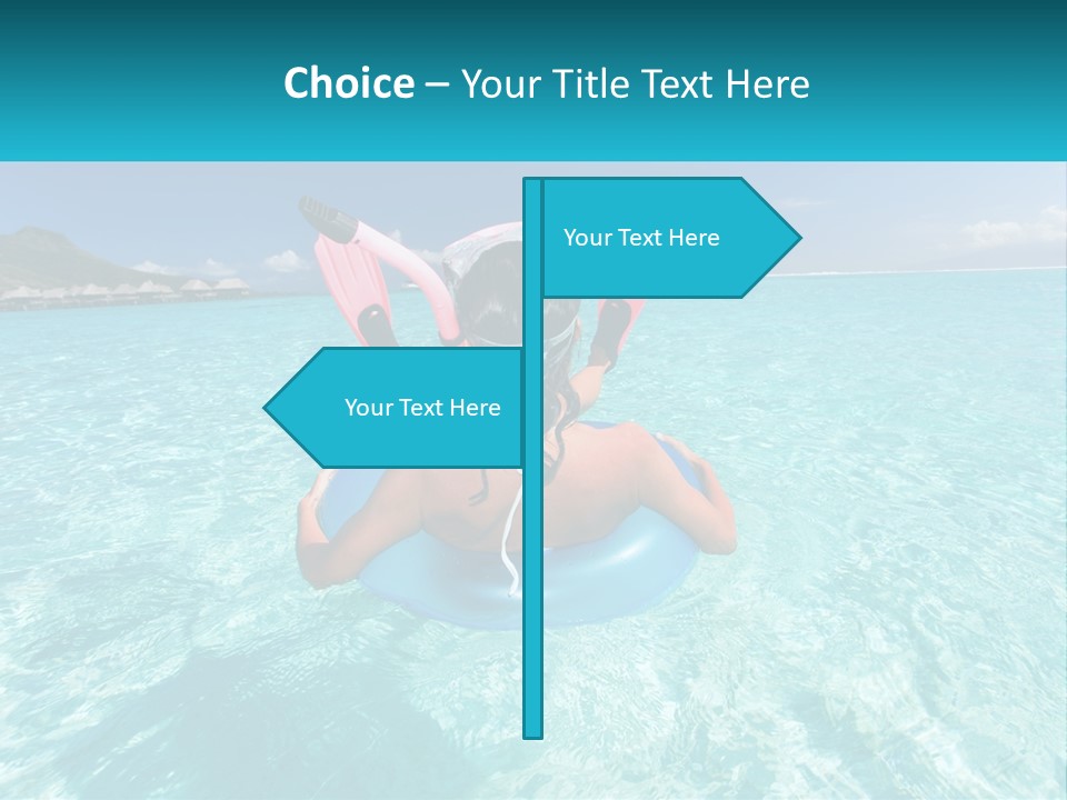 A Woman Is Sitting On An Inflatable In The Ocean PowerPoint Template