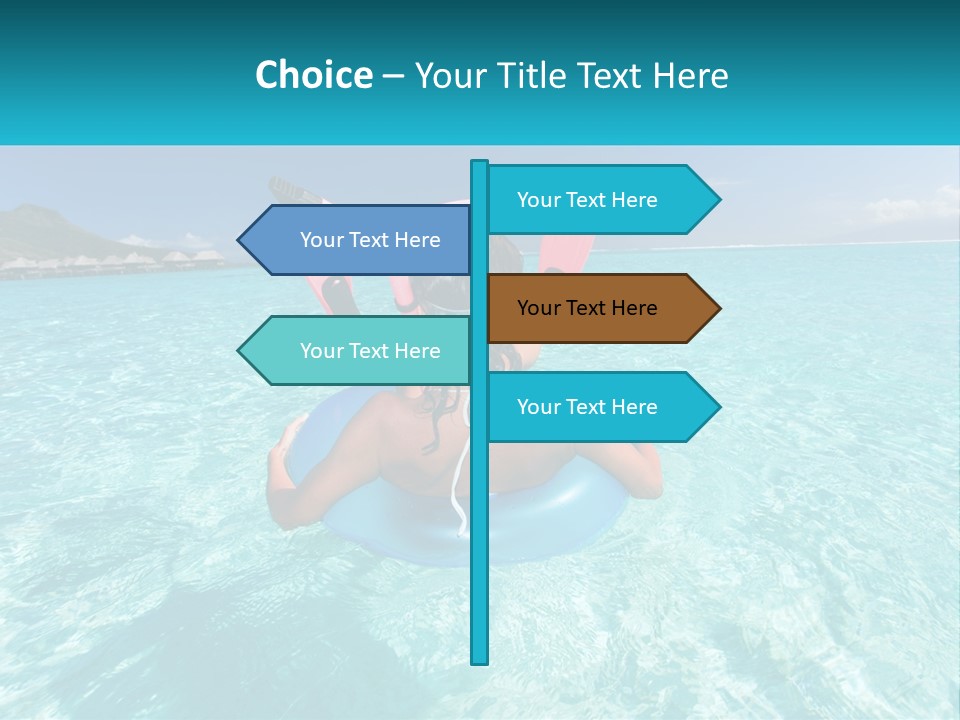 A Woman Is Sitting On An Inflatable In The Ocean PowerPoint Template