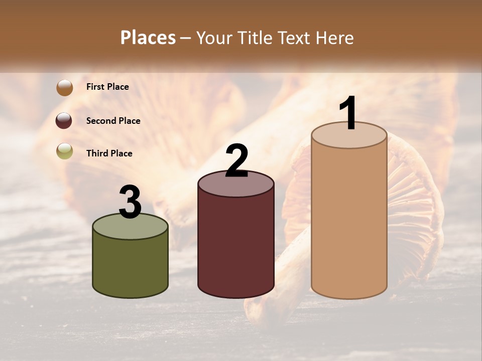 A Group Of Mushrooms Sitting On Top Of A Wooden Table PowerPoint Template