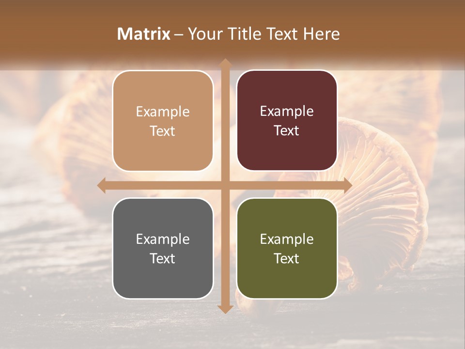 A Group Of Mushrooms Sitting On Top Of A Wooden Table PowerPoint Template