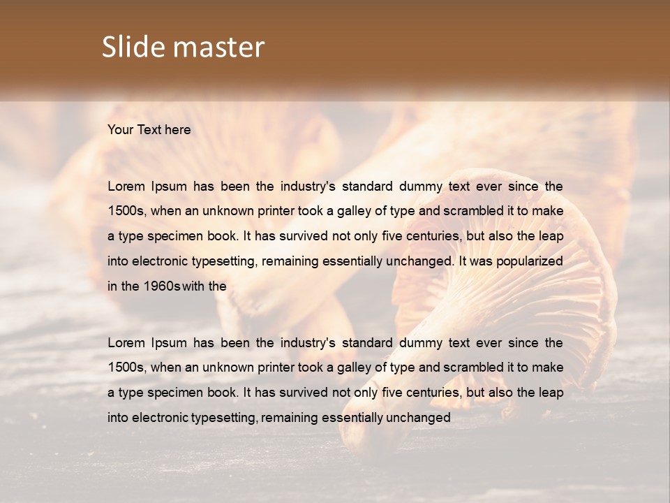 A Group Of Mushrooms Sitting On Top Of A Wooden Table PowerPoint Template