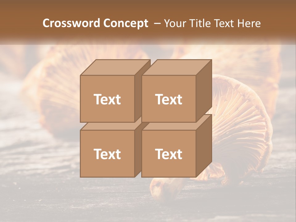 A Group Of Mushrooms Sitting On Top Of A Wooden Table PowerPoint Template