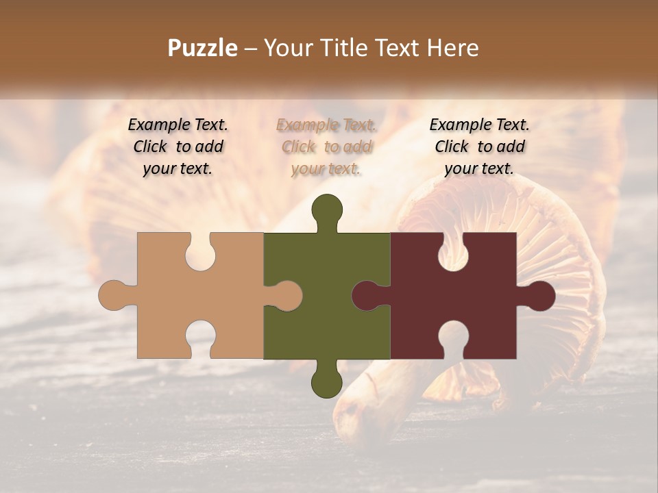 A Group Of Mushrooms Sitting On Top Of A Wooden Table PowerPoint Template