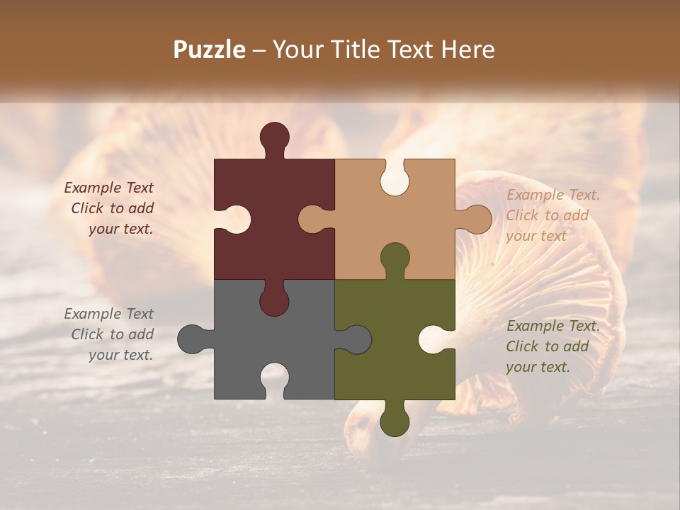 A Group Of Mushrooms Sitting On Top Of A Wooden Table PowerPoint Template