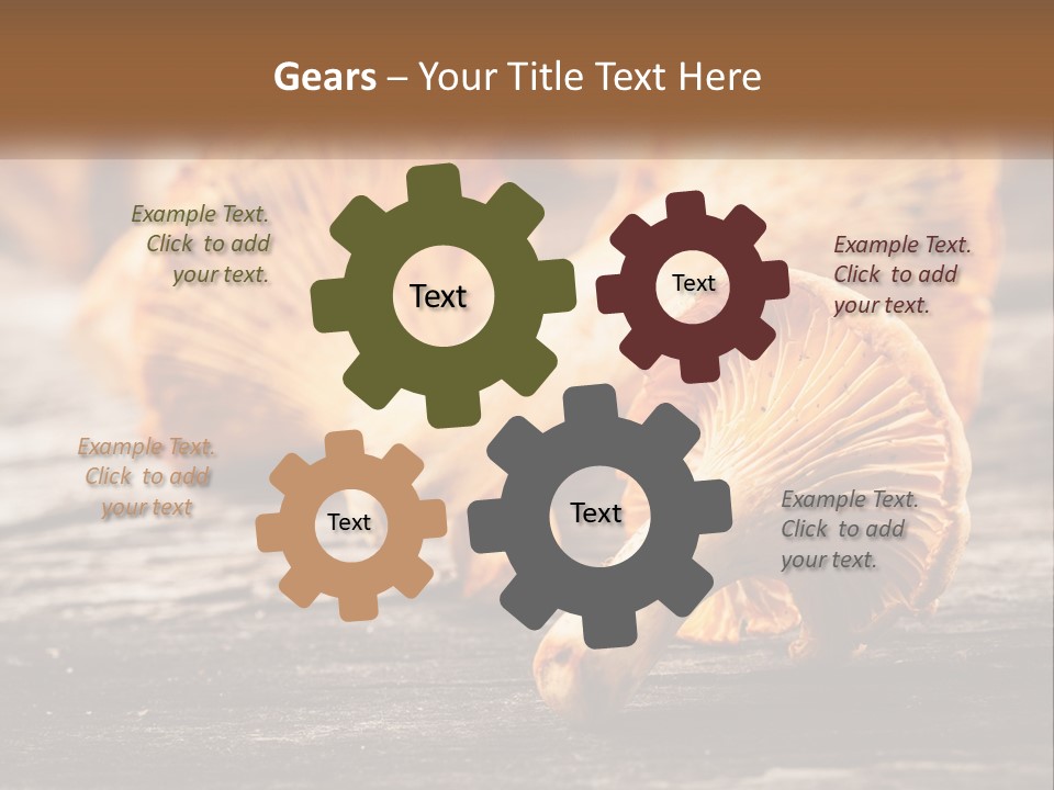 A Group Of Mushrooms Sitting On Top Of A Wooden Table PowerPoint Template