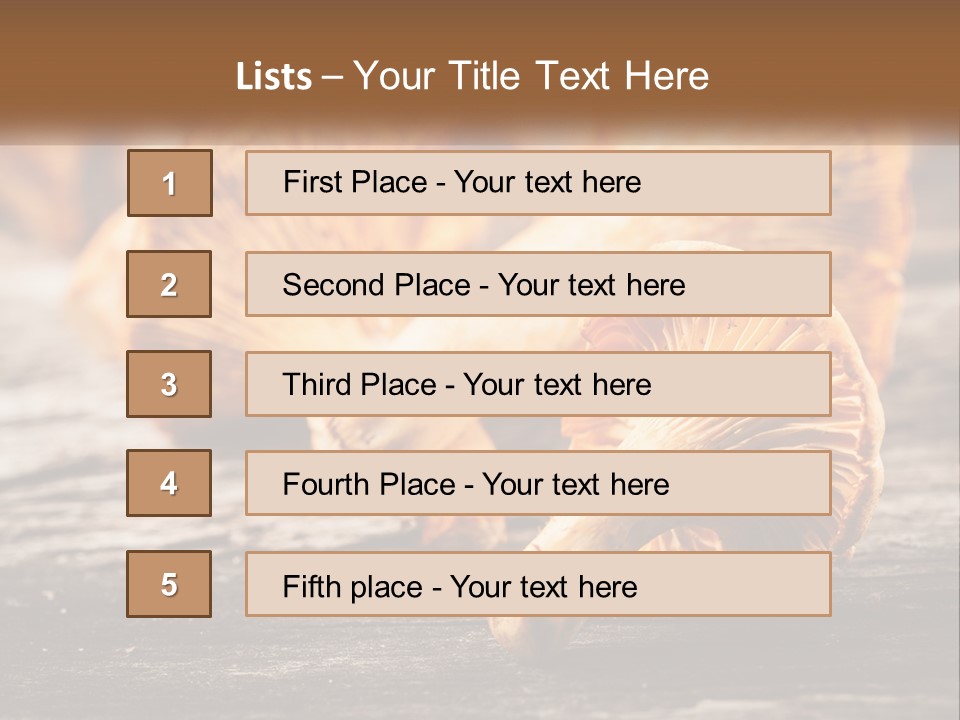 A Group Of Mushrooms Sitting On Top Of A Wooden Table PowerPoint Template