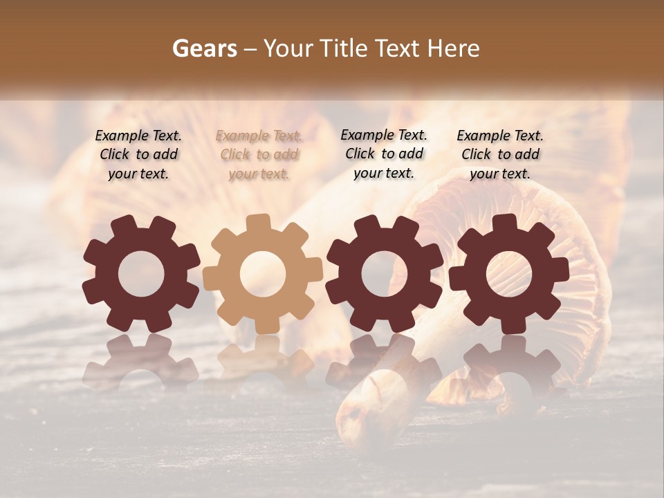 A Group Of Mushrooms Sitting On Top Of A Wooden Table PowerPoint Template