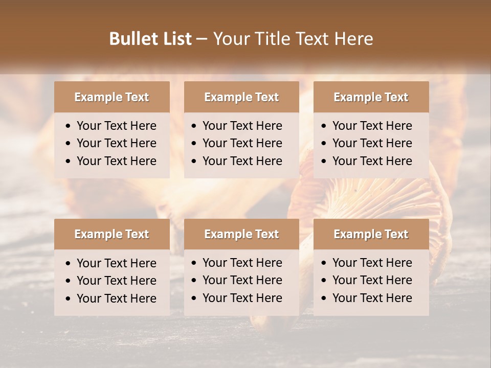 A Group Of Mushrooms Sitting On Top Of A Wooden Table PowerPoint Template