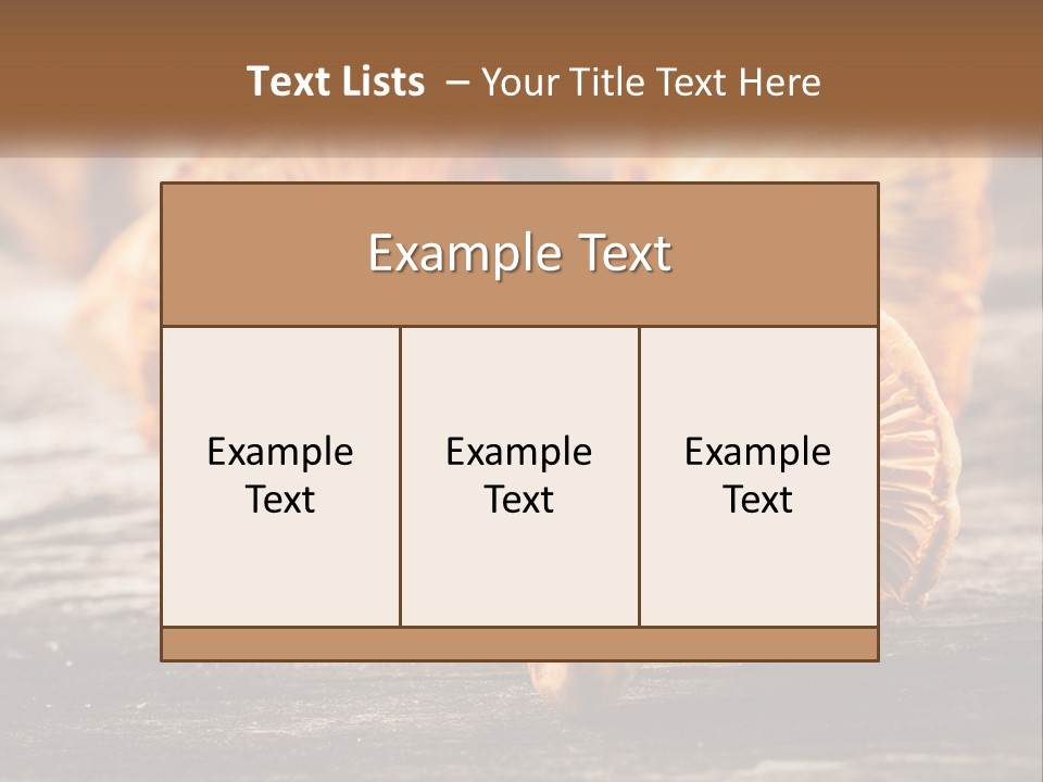 A Group Of Mushrooms Sitting On Top Of A Wooden Table PowerPoint Template