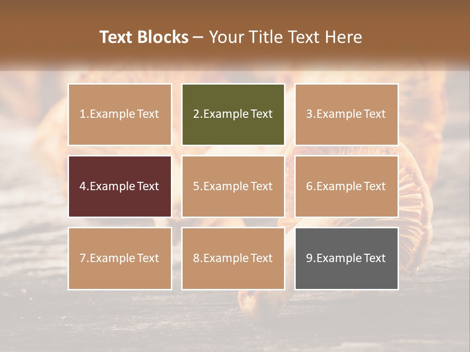 A Group Of Mushrooms Sitting On Top Of A Wooden Table PowerPoint Template