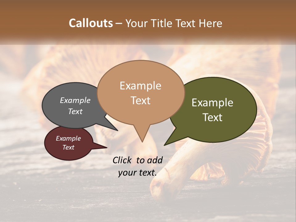 A Group Of Mushrooms Sitting On Top Of A Wooden Table PowerPoint Template