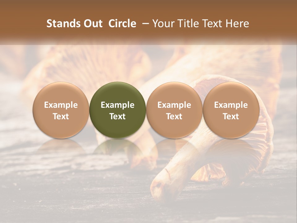 A Group Of Mushrooms Sitting On Top Of A Wooden Table PowerPoint Template