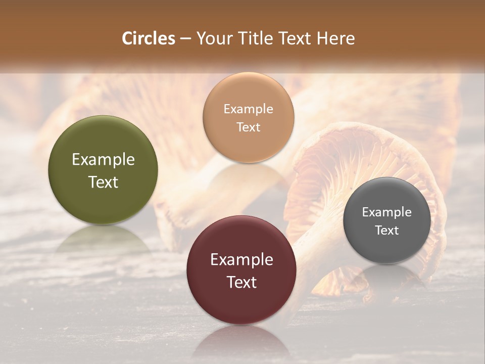 A Group Of Mushrooms Sitting On Top Of A Wooden Table PowerPoint Template