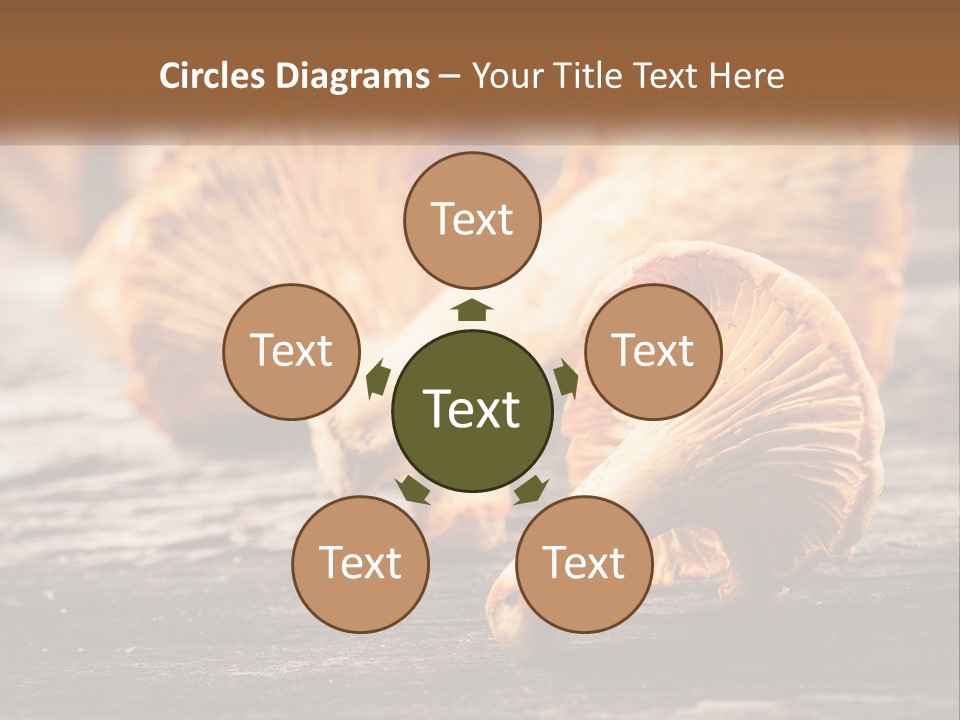 A Group Of Mushrooms Sitting On Top Of A Wooden Table PowerPoint Template