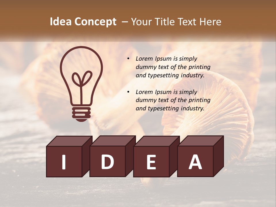 A Group Of Mushrooms Sitting On Top Of A Wooden Table PowerPoint Template