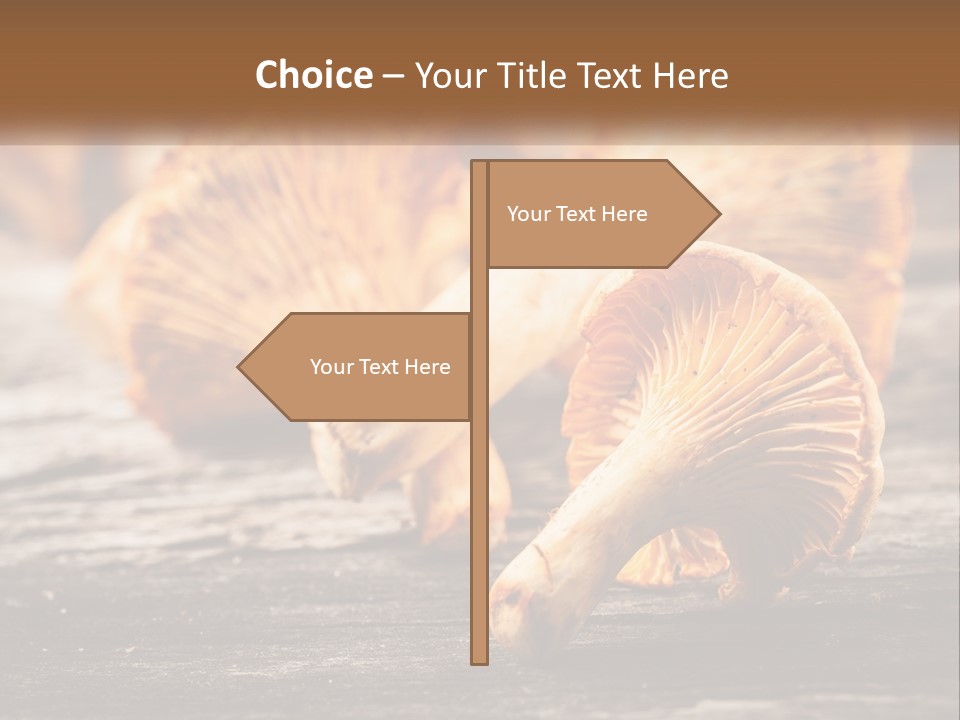 A Group Of Mushrooms Sitting On Top Of A Wooden Table PowerPoint Template