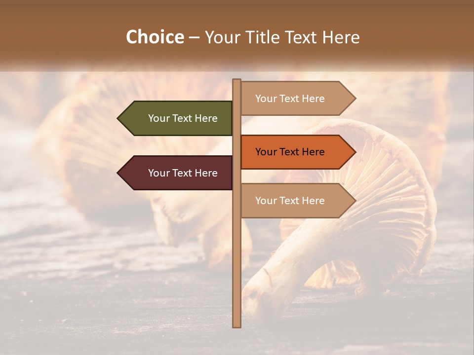 A Group Of Mushrooms Sitting On Top Of A Wooden Table PowerPoint Template