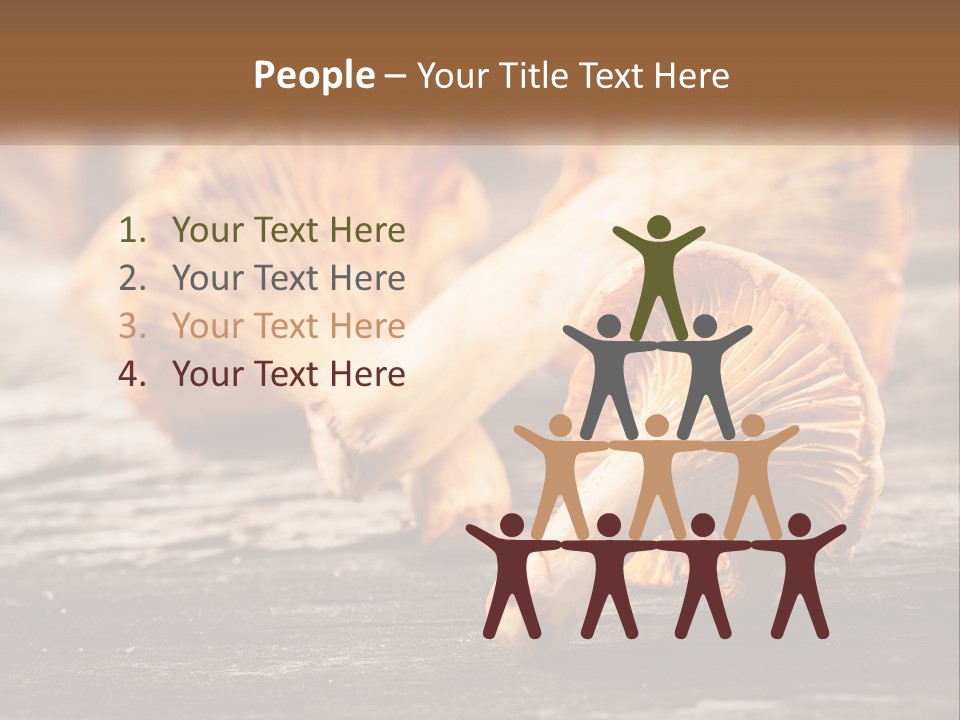 A Group Of Mushrooms Sitting On Top Of A Wooden Table PowerPoint Template