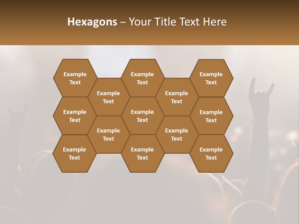 A Crowd Of People At A Concert Raising Their Hands PowerPoint Template