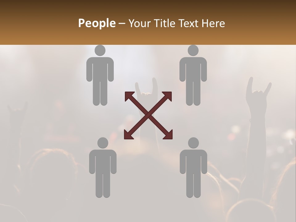 A Crowd Of People At A Concert Raising Their Hands PowerPoint Template