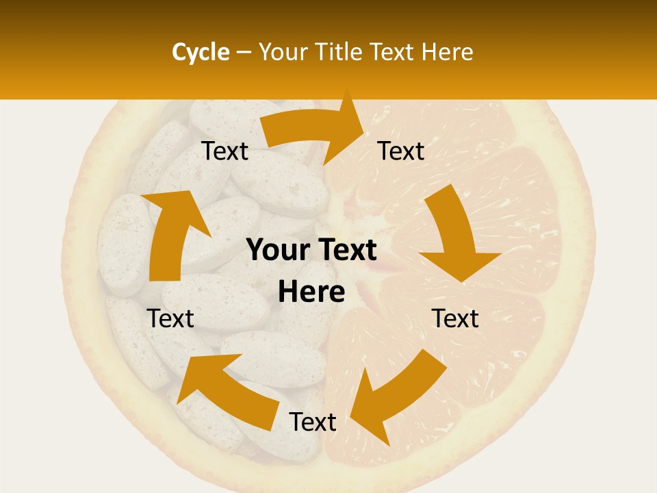 An Orange Slice With Pills In The Middle Of It PowerPoint Template