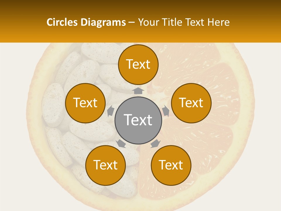 An Orange Slice With Pills In The Middle Of It PowerPoint Template