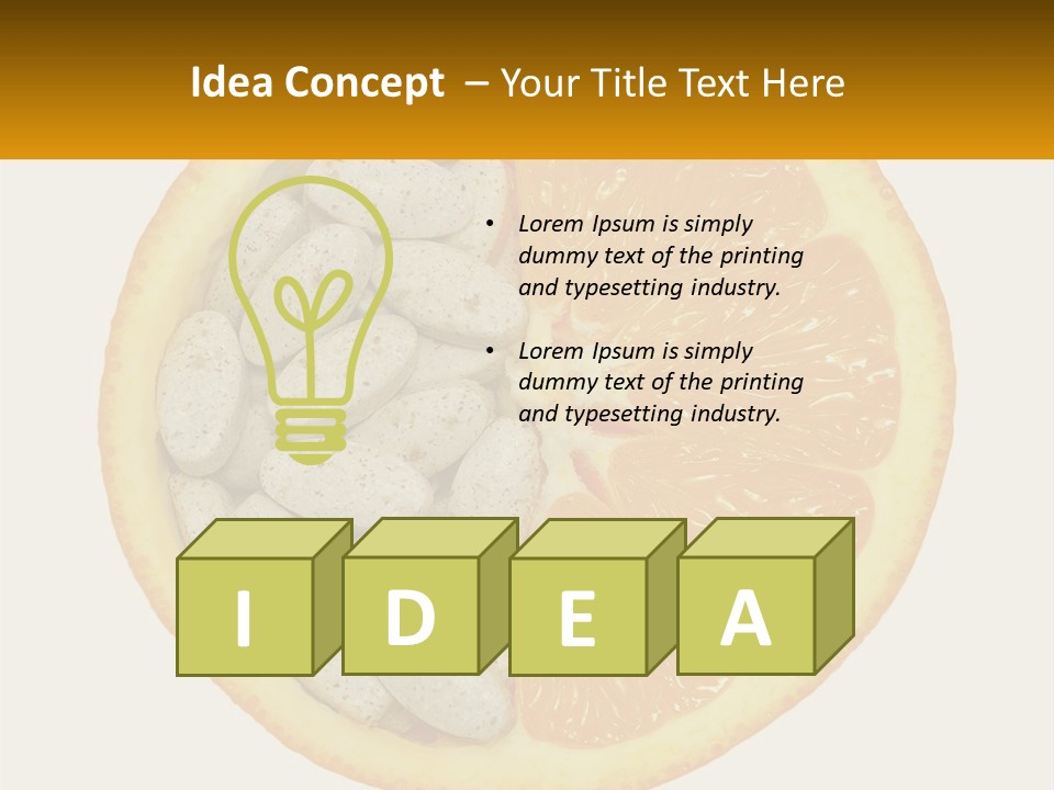 An Orange Slice With Pills In The Middle Of It PowerPoint Template