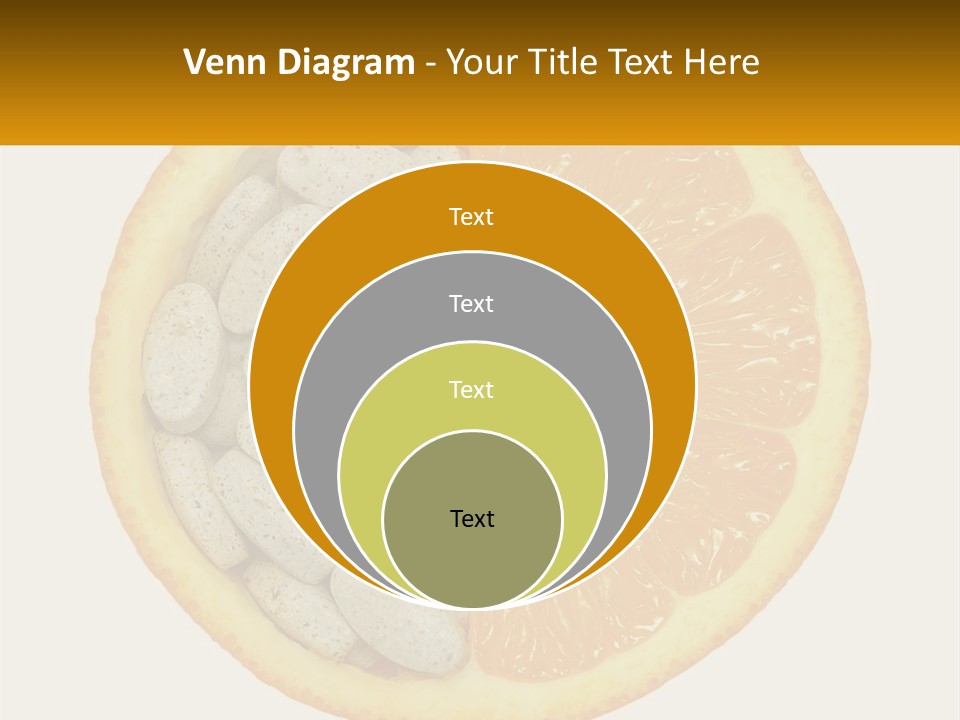An Orange Slice With Pills In The Middle Of It PowerPoint Template