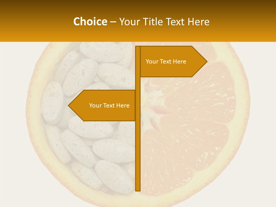 An Orange Slice With Pills In The Middle Of It PowerPoint Template