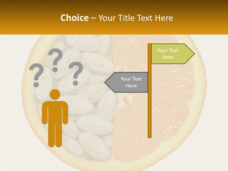 An Orange Slice With Pills In The Middle Of It PowerPoint Template