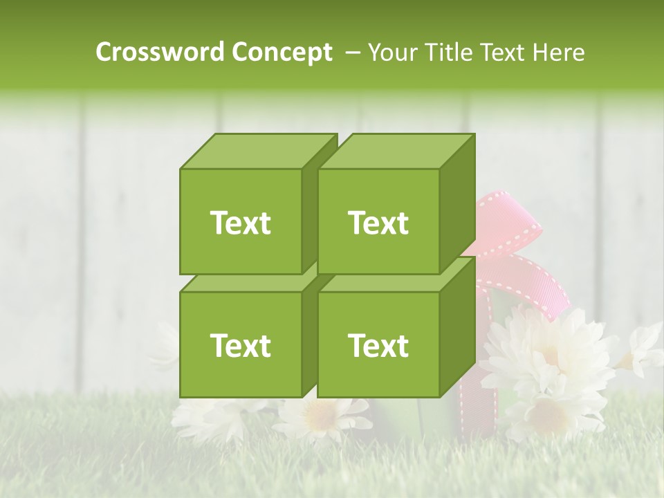 A Present Box With A Pink Ribbon And Daisies On The Grass PowerPoint Template