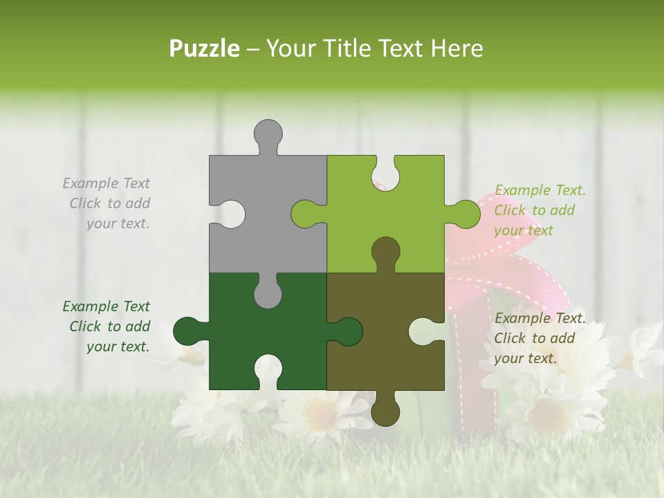 A Present Box With A Pink Ribbon And Daisies On The Grass PowerPoint Template