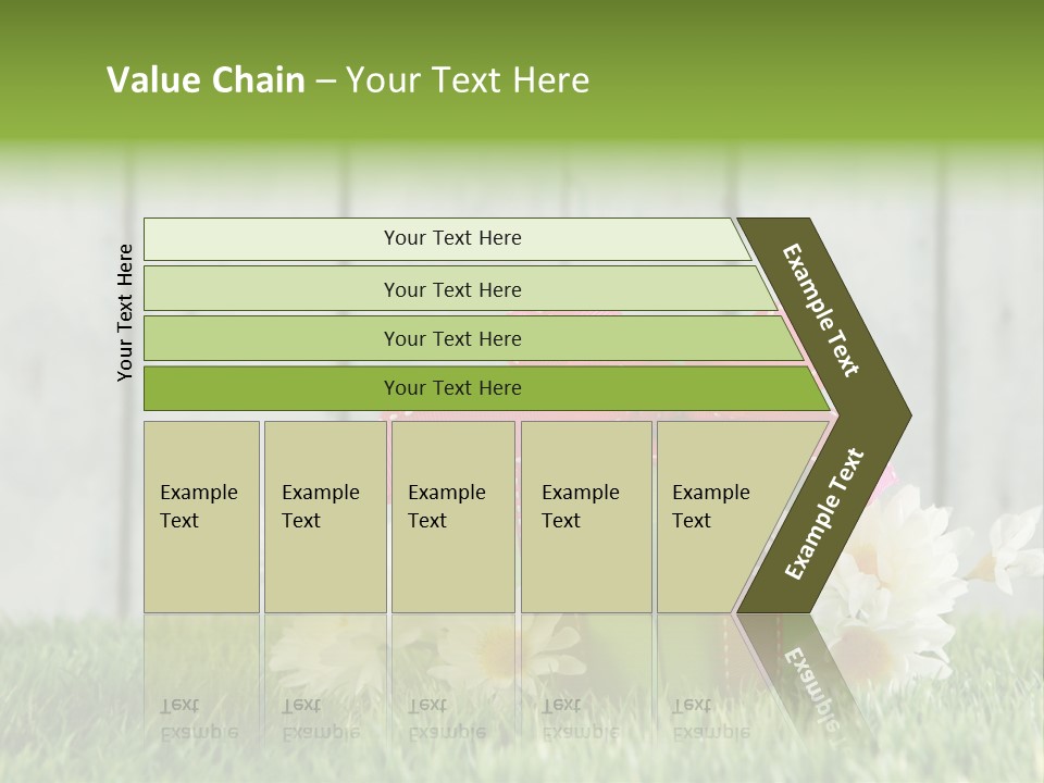 A Present Box With A Pink Ribbon And Daisies On The Grass PowerPoint Template