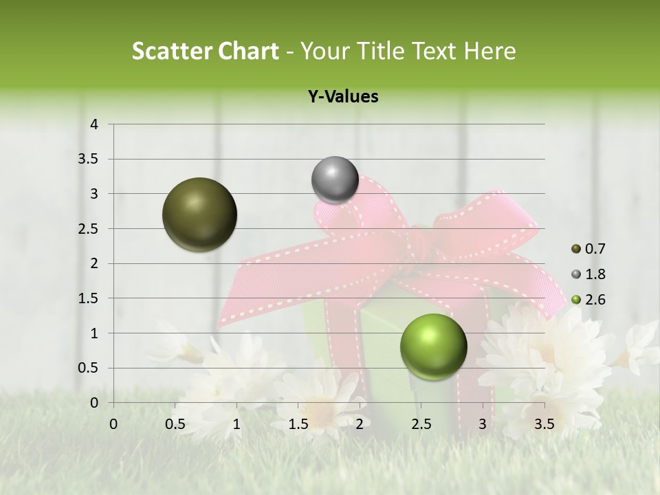 A Present Box With A Pink Ribbon And Daisies On The Grass PowerPoint Template