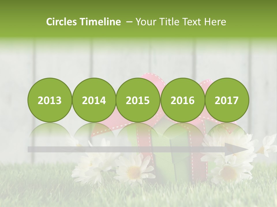 A Present Box With A Pink Ribbon And Daisies On The Grass PowerPoint Template