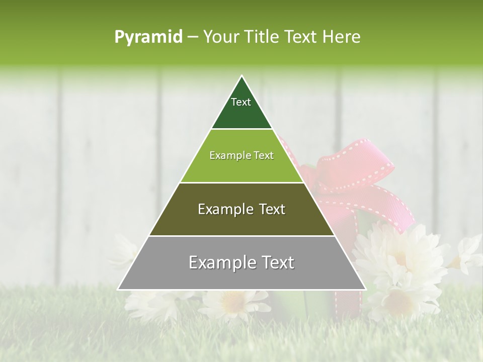 A Present Box With A Pink Ribbon And Daisies On The Grass PowerPoint Template