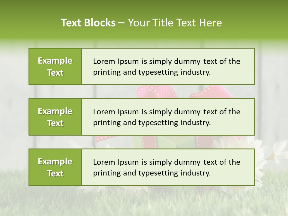 A Present Box With A Pink Ribbon And Daisies On The Grass PowerPoint Template