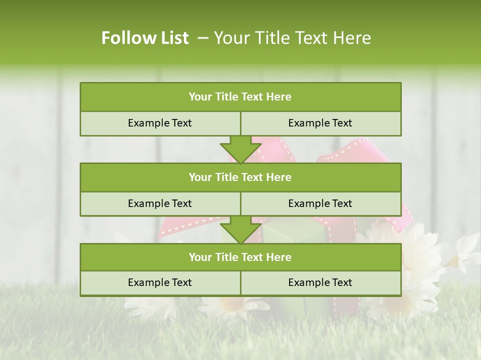 A Present Box With A Pink Ribbon And Daisies On The Grass PowerPoint Template