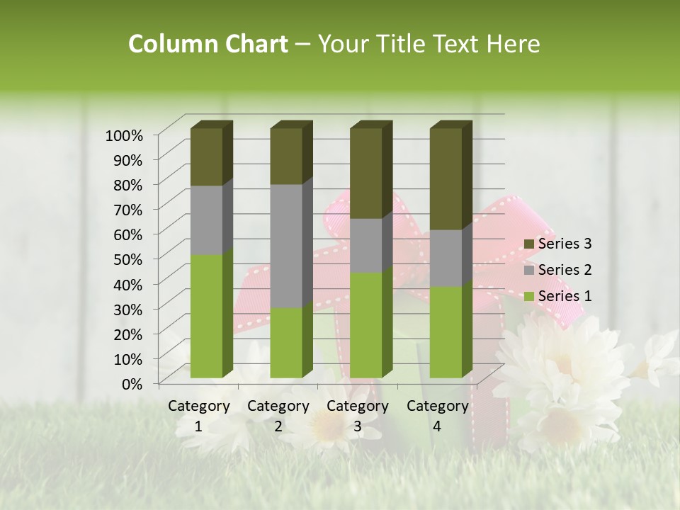 A Present Box With A Pink Ribbon And Daisies On The Grass PowerPoint Template