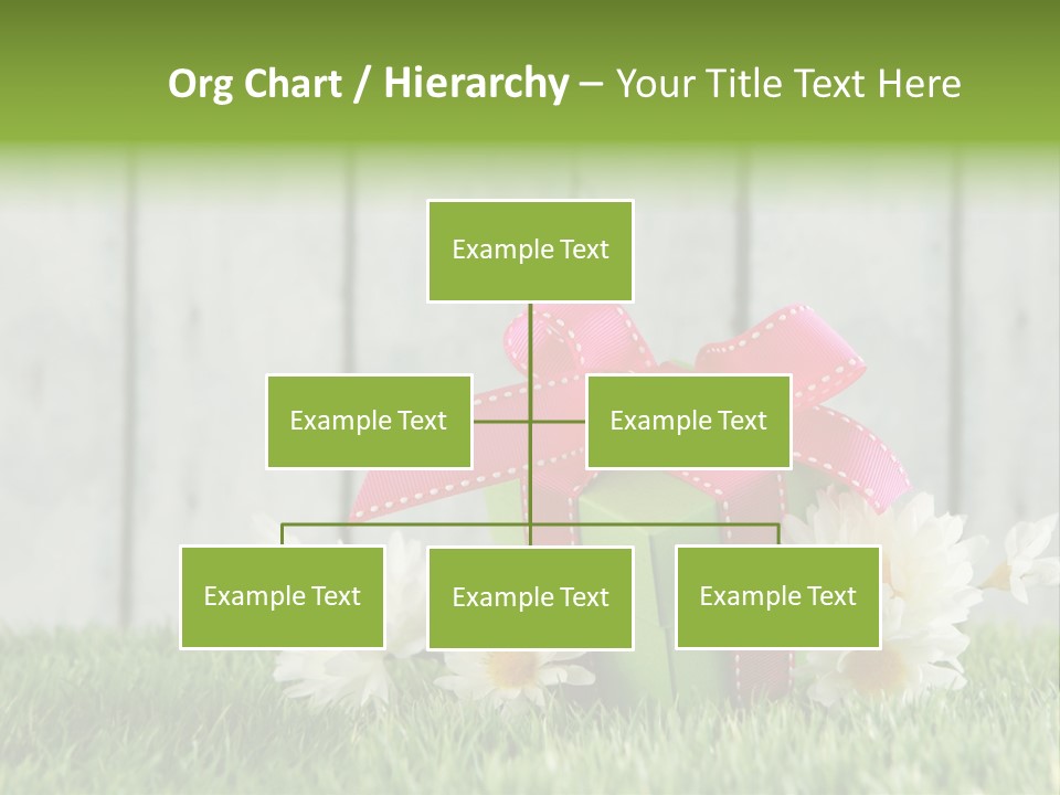 A Present Box With A Pink Ribbon And Daisies On The Grass PowerPoint Template