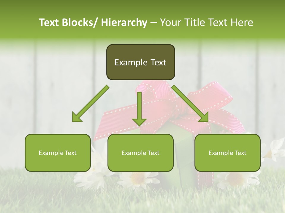 A Present Box With A Pink Ribbon And Daisies On The Grass PowerPoint Template